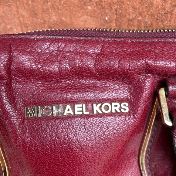 3/$12 Burgundy Michael Kors Leather Purse with Gold Hardware - Used - Picture 4 of 13